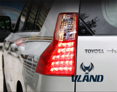 Toyota Land Cruiser Prado 150 (10-) фонари задние светодиодные красно-прозрачные, и фонари заднего бампера, дизайн Lexus GX460, полный комплект.